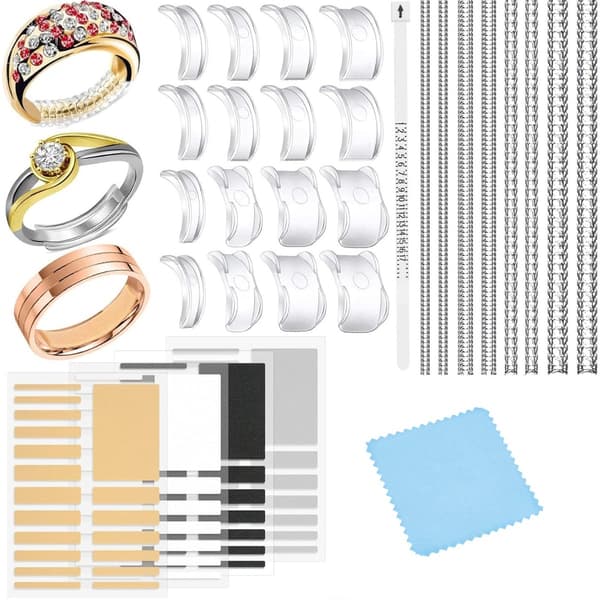 Osynligt spiralringstorleksjusterare set 30 st - transparent TPU+PC med ringdynor för lösa ringar, avtagbar och komplett gör-det-själv-kit