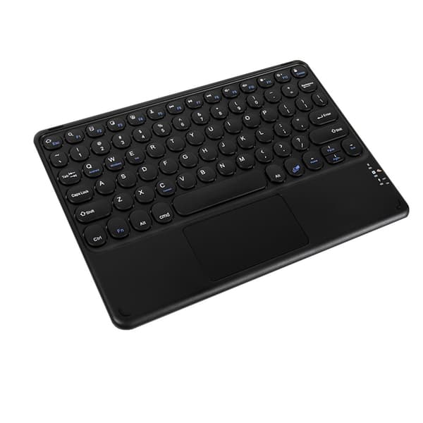 Bluetooth-näppäimistö pyöreillä näppäimillä ja kosketuslevyllä - yhteensopiva iPadin, tablettien ja älypuhelimien kanssa Black