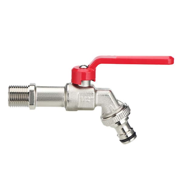 Frostfri kran - 1/2x3/4 enkeldusch (förlängd 1/2" gänga, röd)