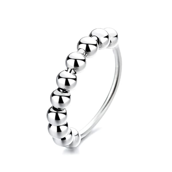 Antistressring med 10 roterbare perler kobberplatina  18.5 mm