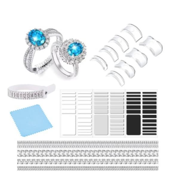 Osynlig spiral-silikon ringstorleksjusterare set - 20 st genomskinliga TPU+PC-justerare för lösa ringar, mätverktyg för DIY hemma