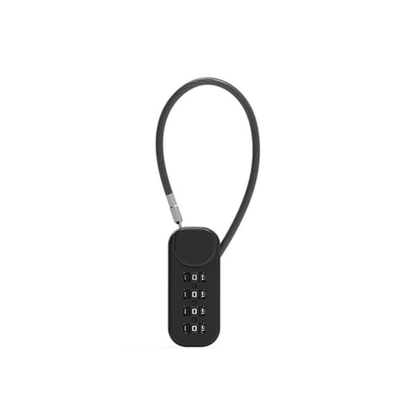 Mini Kombinationslås med Kabel - Zinklegeringshänglås för Ryggsäckar, Bagage och Pennfodral Black