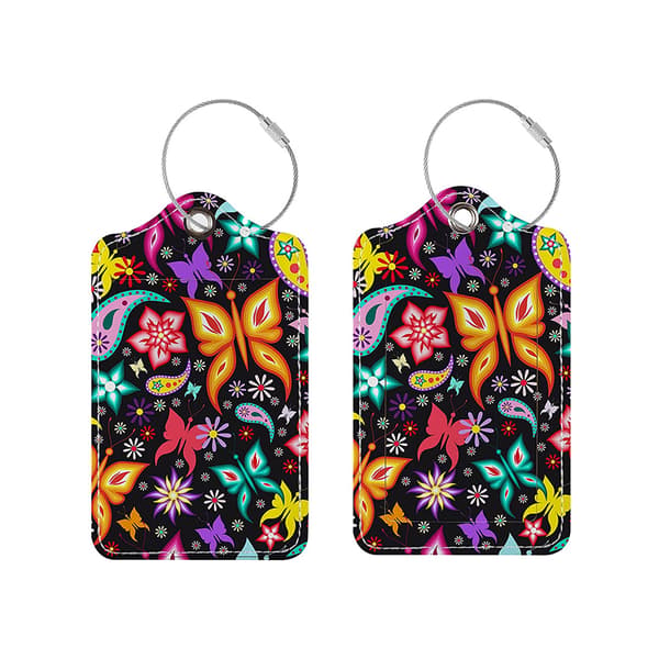 Bagagelapp och ID-korthållare i PU-läder MultiColor Butterfly