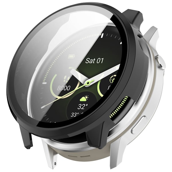 Beskyttende deksel kompatibelt med Garmin Venu 4 (45mm) PC+Herdet Film Integrert Skall - Svart