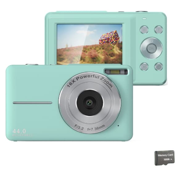 Digitalkamera 44MP/1080P/16X med digital zoom/fyllnadsljus/32GB kort Green