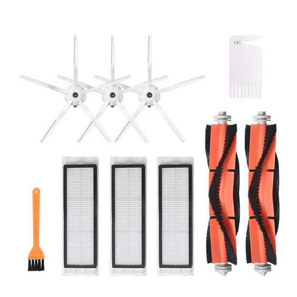 Reservdelssats för Mi Roborock S6/ S5/ E2/ E35 robotdammsugare 10 delar, 3 × 5-armars sidoborste, 3 × filter, 2 × rullborste, 1 × gul borste, 1 × PE-p