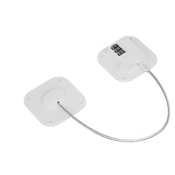 Lås för Kylskåp med Kod - Fyrkantig Förlängd 30cm för Ökad Säkerhet, Ingen Borrning Krävs White