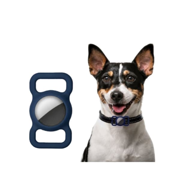 INF Apple AirTag holder for katt / hund halskjede i mørkeblå silikon