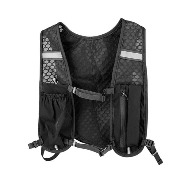 Sportryggsäck under 20L med vätskekompatibilitet och reflexväst inkluderad, polyester svart för löpning, cykling och vandring, kompakt för dagsturer