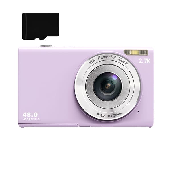 Digitalkamera 48MP 2,7K FHD 16X digital zoom 2,88-tommer skærm LightPurple