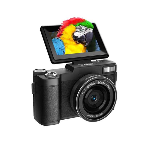 5K Ultra HD 64MP WiFi Digitalkamera med Vridbar Skärm & Makroobjektiv, kompatibelt med Huawei, Samsung, APPLE, Garmin Black