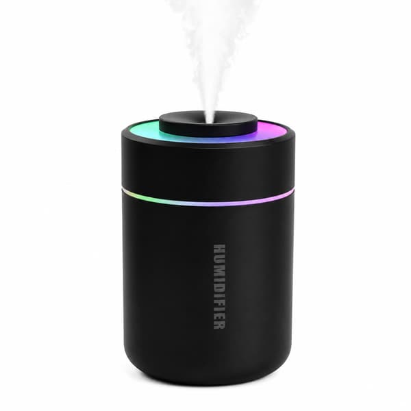 Luftfuktare för hem, sovrum och studentrum – justerbar kontinuerlig eller intermittent mist, sju-färgad nattlampa, tyst drift och automatisk avstängni