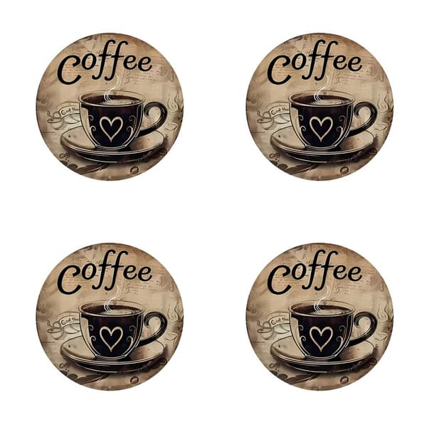 Set med 4 Värmebeständiga Halkfria Kaffekoppar, Polyester Dryckesunderlägg, Bordsunderlägg