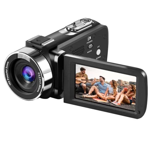 4K digital kamera til vlogging og rejser med 42MP fotos, 18x digital zoom, 3.0-inch 270° flip-skærm, indbygget flash og 1200mAh batteri