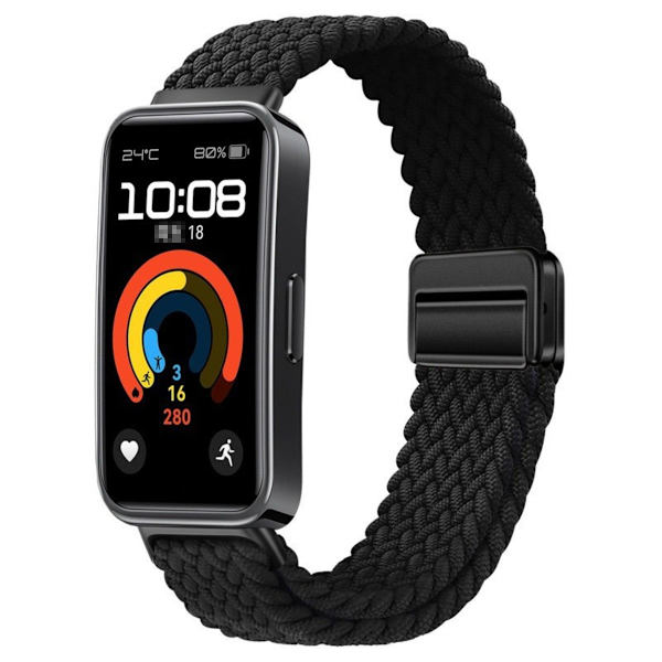 Nylon Vevd Magnetisk Rem Kompatibel med Huawei Band 8/9/10 - Flerfargealternativer Black