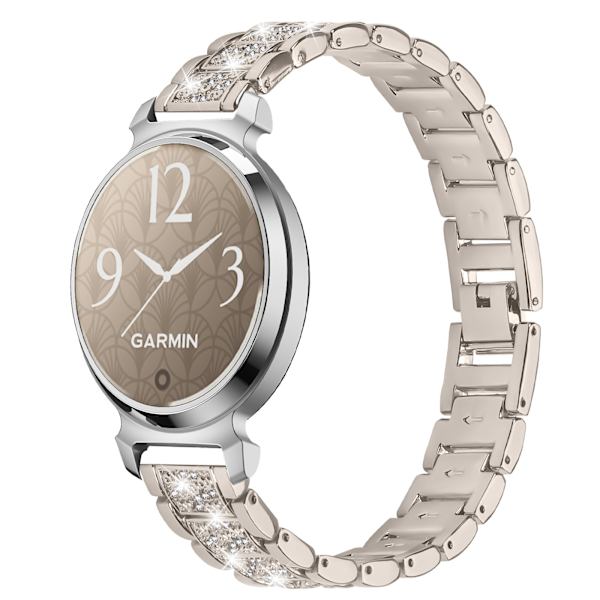 Elegant Gullfarget Rustfritt Stål Diamant Klokkereim Kompatibel med Garmin Lily 2