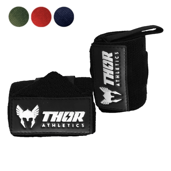Thor Athletics Wrist Wraps – Fitness – Rannetuki voimaharjoitteluun – Tuki ranteille – 60 cm – Extra Vahva – Musta – One Size