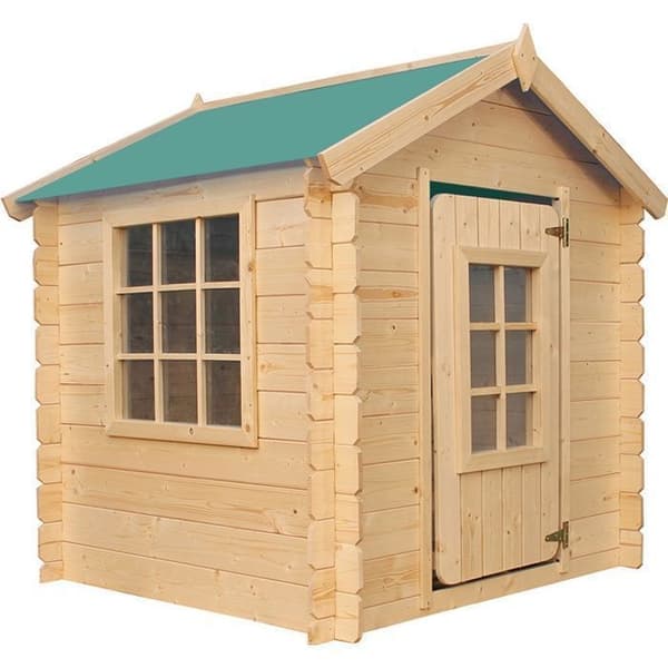 Timbela M570Z-1 Trähus för barn - Grönt tak - Lekhus för utomhus 111x113xH121cm/0.9 m2