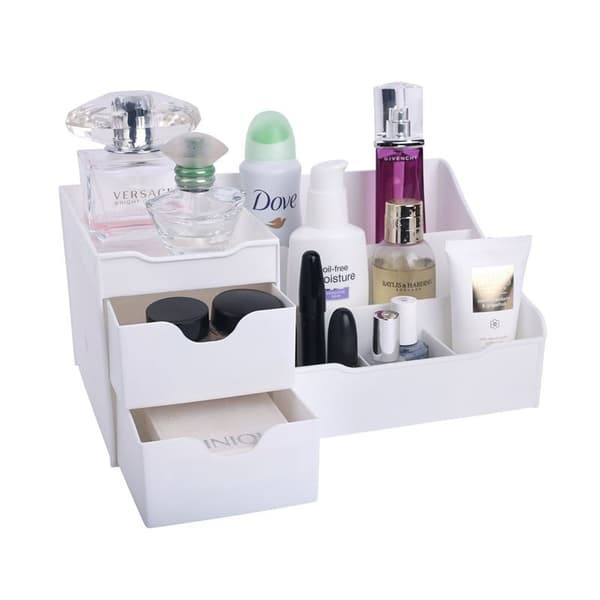 UNIQ Makeup Organizer med 9 Rum til Kosmetik og Hudpleje - Hvid