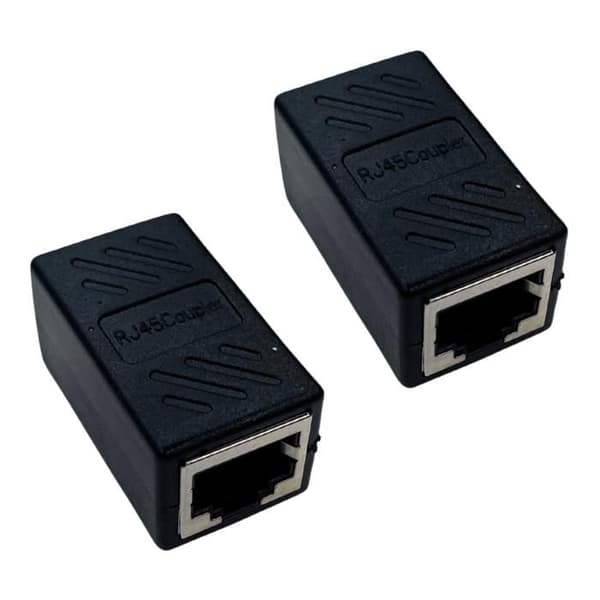 RJ45-koppling - Ospecificerad - Pack om 2 - Svart - Kompatibel med Cat 5/6/7 - Nätverksförlängning