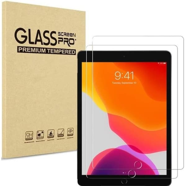Härdat glas för iPad 9 - iPad 8 - iPad 7 [Pack 2] Skyddande skärmskydd som är slitstarkt [Set med 2] Repbeständigt glas Phonillico®