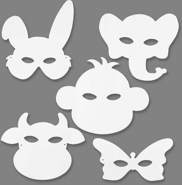 Djurmasker - H: 13-24 cm - B: 20-28 cm - 16 st