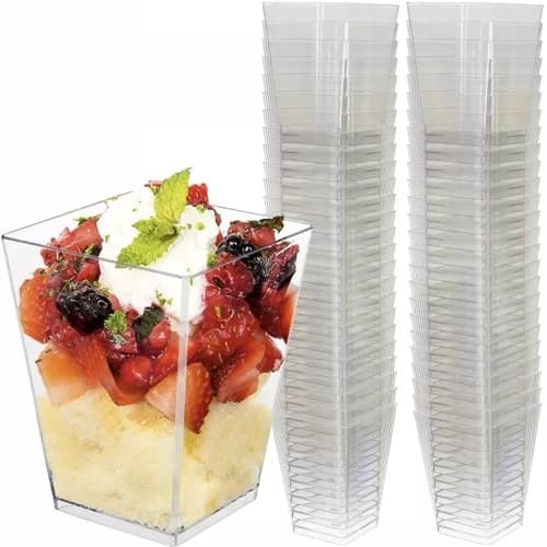 Firkantede plastbeger til mousse og dessert – 160 ml- 150-Pak
