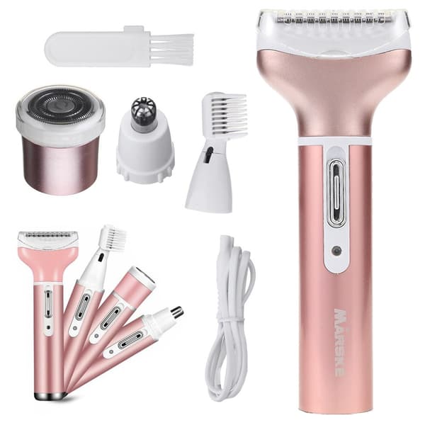 Depilator kvinders kropsbarbermaskine ben trimmer 4i1 udskiftelige tips usb
