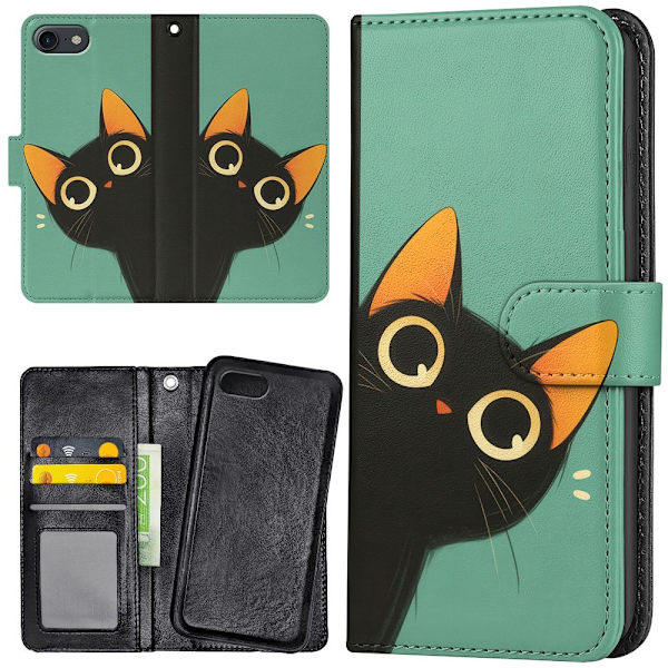 iPhone 7/8/SE - Lommebok Deksel Cat