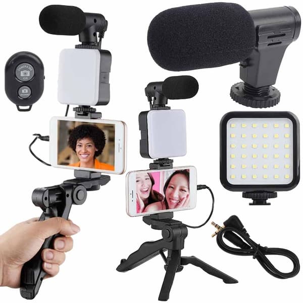 Vloggningssats stativ mikrofon telefonhållare videoinspelning