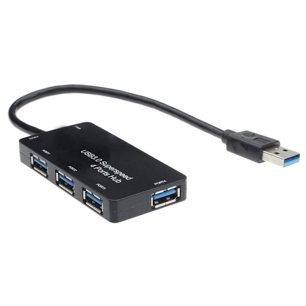 USB 3.0-hub med 4 porter - Svart