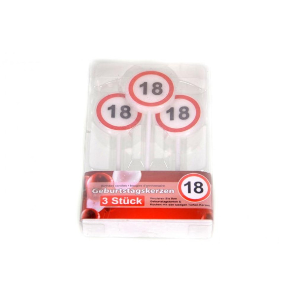 Bursdagslys / Kakelys - 18 år - (3-Pak)