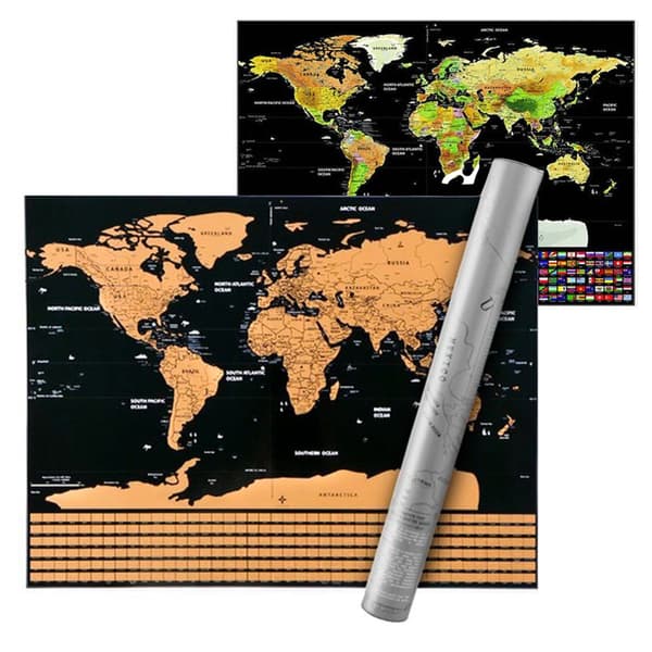 Karta med Skrapa / Scratch Map / Världskarta - 82 x 59 cm