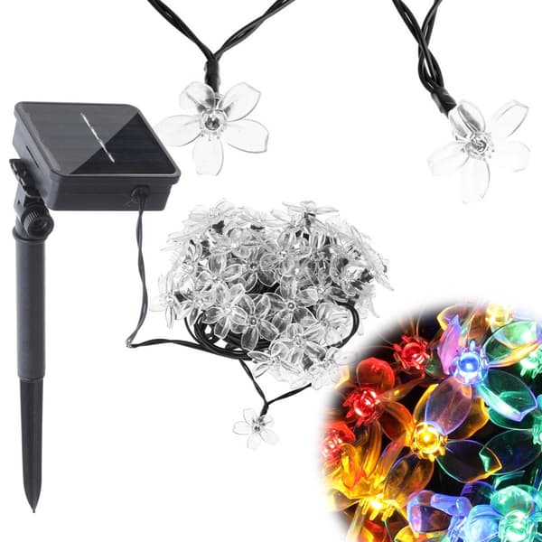 LED Girlang Blommor - Solcell - 7m - Multifärg