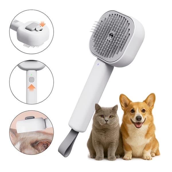 Šngborste för Katt & Hund / Pälsborste med UV-Ljus - USB-Laddning
