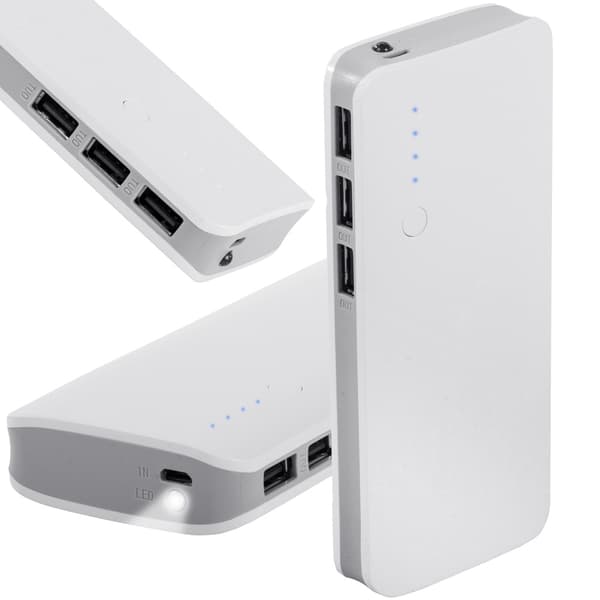 Powerbank 10000 mAh - LED-ficklampa och snabbladdning