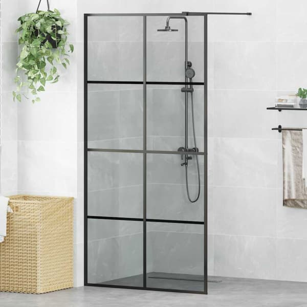 Walk-in Duschvägg Svart 100 x 195 cm härdat glas