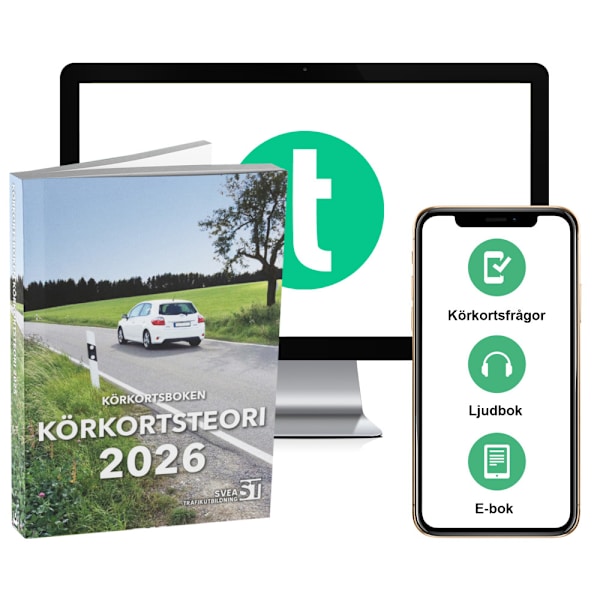 Körkortsboken Körkortsteori 2026 (bok + digitalt teoripaket med körkortsfrågor, övningar, ljudbok & ebok) (häftad)