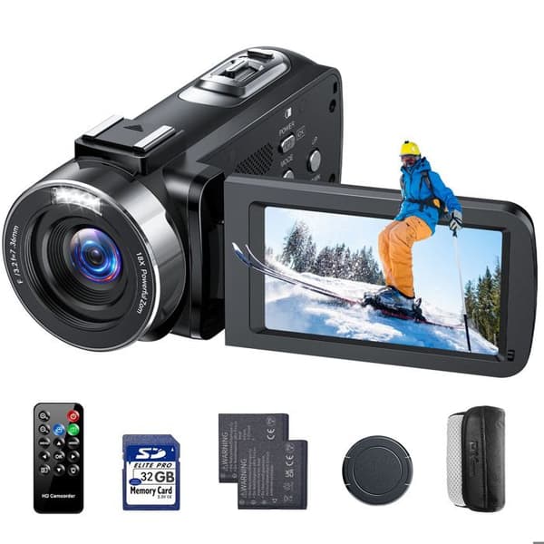4K 42MP Videokamera Vlogging 18X Digital Zoom 3" Rotationsskärm 270° med 32 GB SD-kort