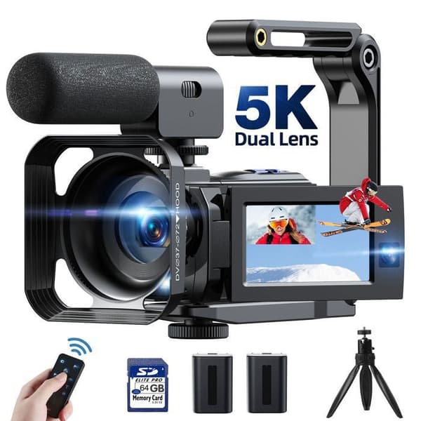 4K+1080P UHD-videokamera främre bakre dubbellins 56MP WiFi videokamera med mikrofon
