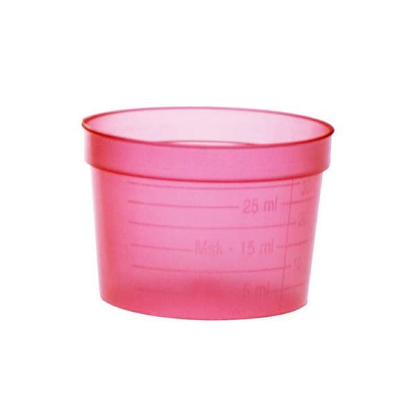 Medicinbägare bred röd kväll 30ml 50/fp