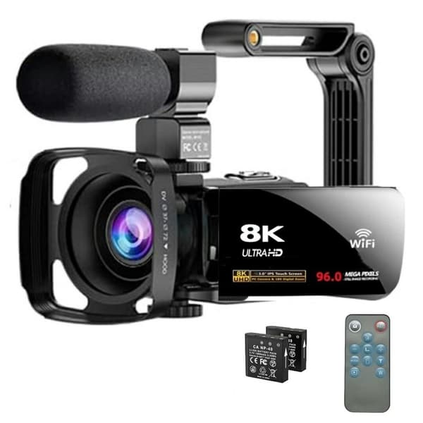 Videokamera Actionkamera 8K Mikrofon Modlysblænde 96MP 3.0" Touchskærm 18X Zoom