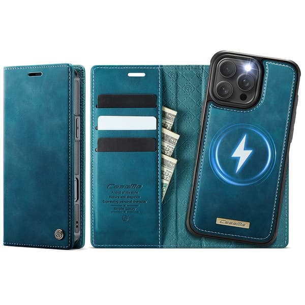 CASEME Til iPhone 16 Pro Max Pungcover Magnetisk Aftagelig RFID Beskyttelse
