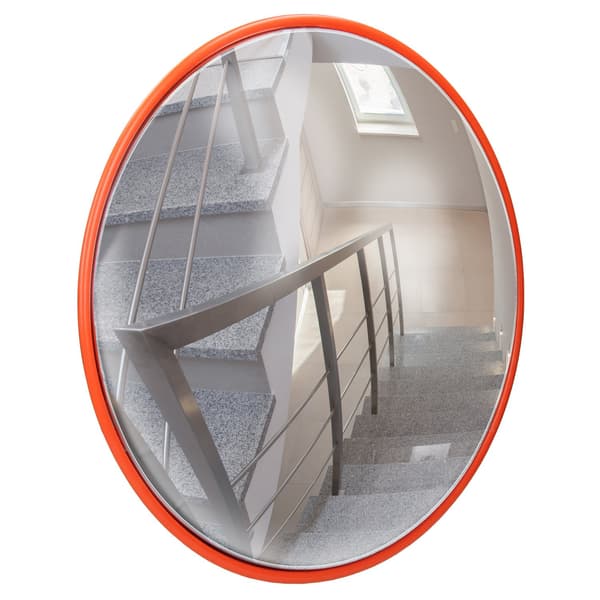 ECD Germany Trafikspegel Ø 45 cm med svänghållare, röd, obrännbar, väderbeständig, underlättar inträde och förlängning, säkerhetsspegel