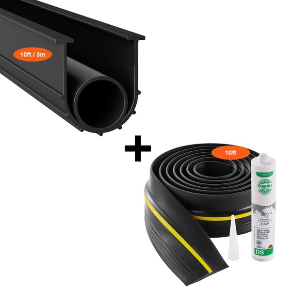 VEVOR Garageportströskel tätningssats, 3 meter universell garageportstätning med U-form och O-ring, PVC-tätningslist för rullportar