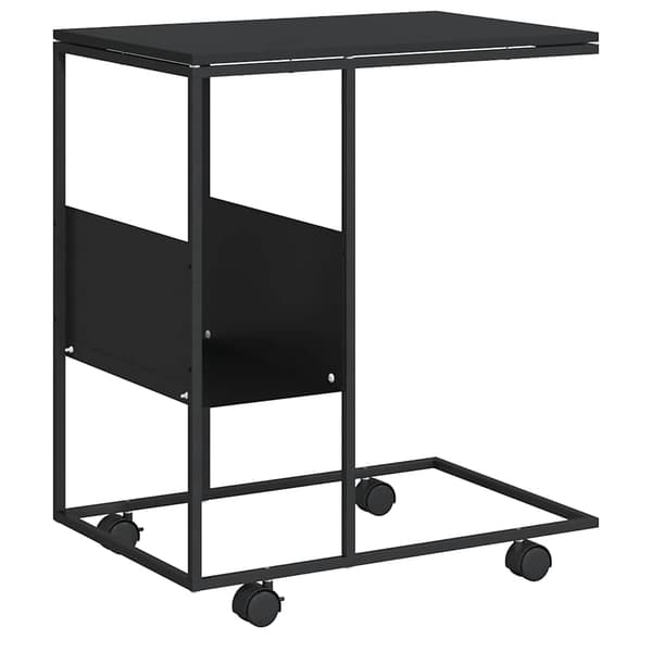 vidaXL sidebord med hjul 55x36x63,5 cm konstrueret træ sort