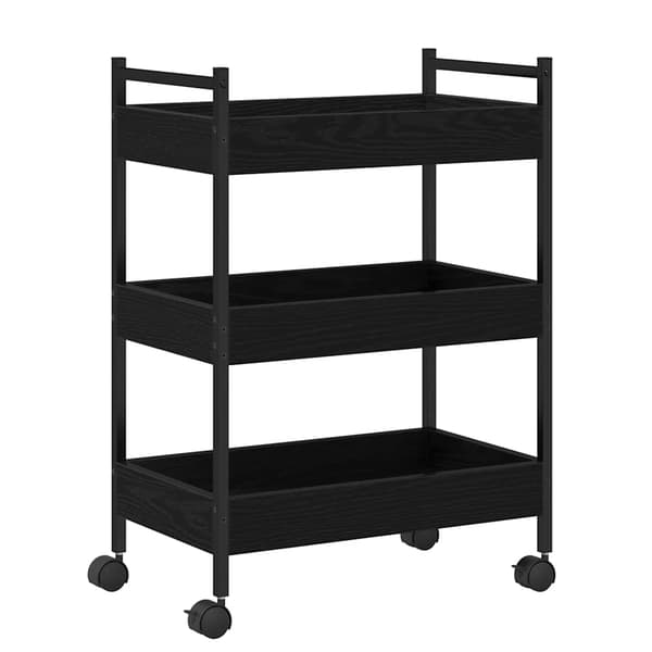 vidaXL Køkkenvogn Sort eg 50 x 30 x 70 cm Konstrueret træ