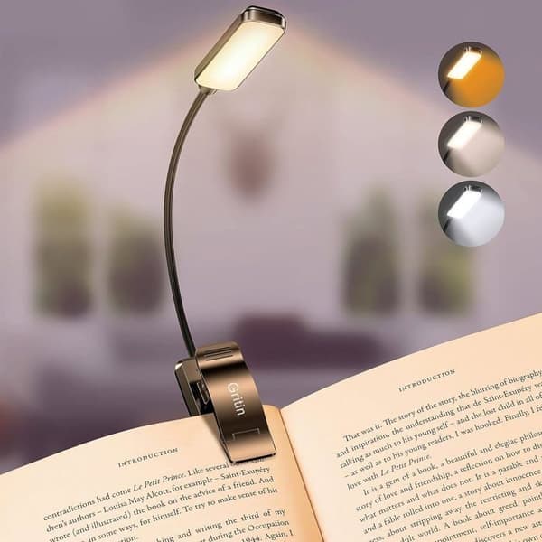 2 st. läslampor för böcker, 4 LED-lampor [kallt och varmt vitt ljus], 3 ljusstyrkelägen, flexibel hals, nattlampa för