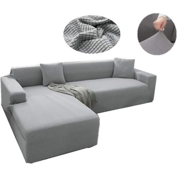 (Lysegrått) Stretchtrekk til sofa, YSTP hjørnesofatrekk, til 3-seters sofa eller L-formet sofa, lysegrå, 190-230 cm
