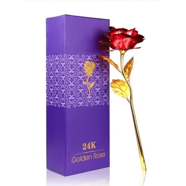 24 karat forgyldt roseblomst, evig blomst, 25 cm lang stilk, evig rose, romantisk gave til Valentinsdagselskere, lille